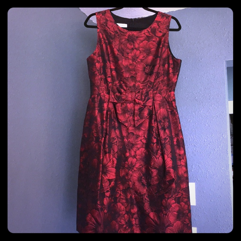 Helene Berman Dark Red Dress with Bow in Middle